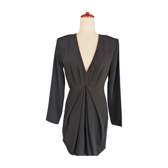 NWT THE KOOPLES Black Glam V-Neck Mini Dress Size FR2/US6 - Picture 1 of 12